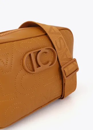 Crossbody bag with monogram topstitching