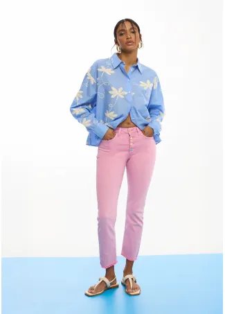 Flared trousers with buttons