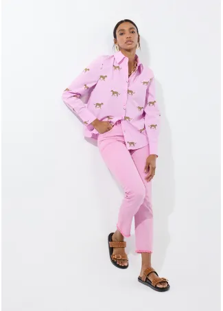 Flared trousers with buttons