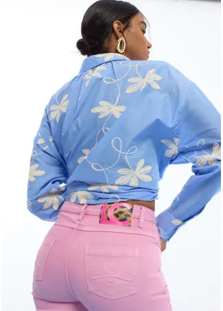 Flared trousers with buttons