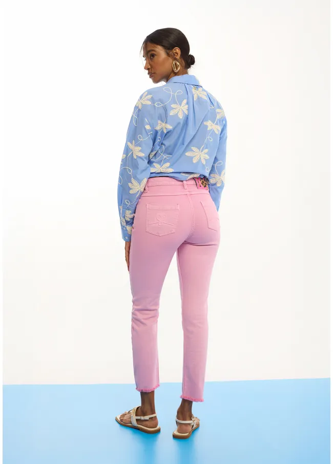 Flared trousers with buttons