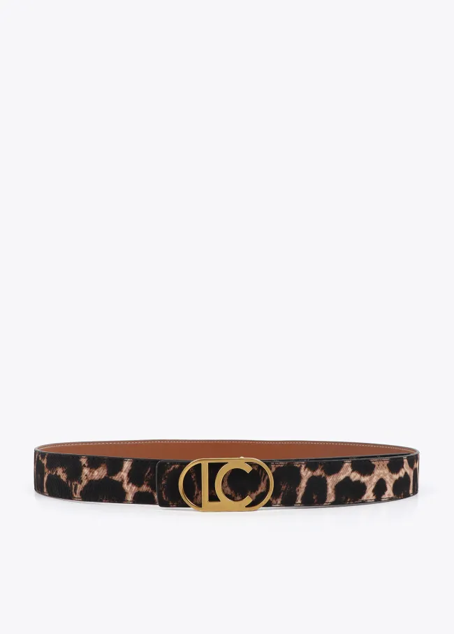 Cinturón reversible animal print hebilla logo...