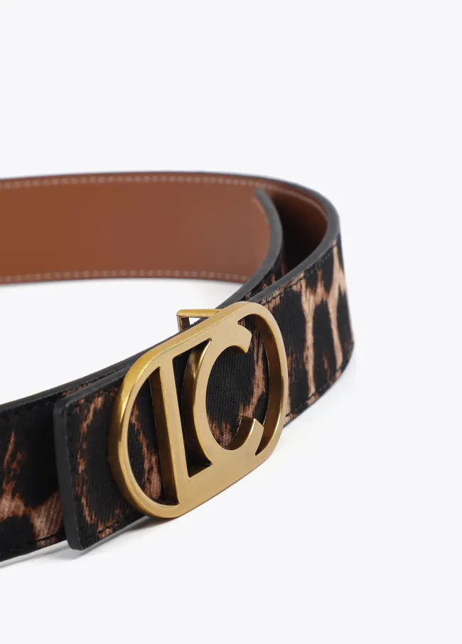 Cinturón reversible animal print hebilla logo...