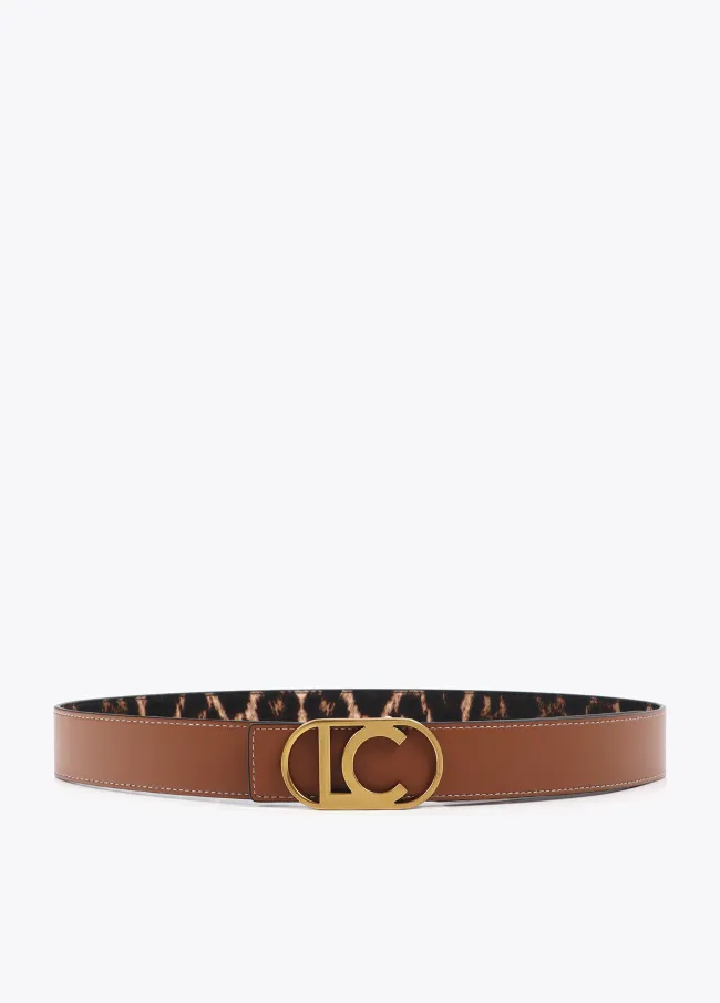 Cinturón reversible animal print hebilla logo...