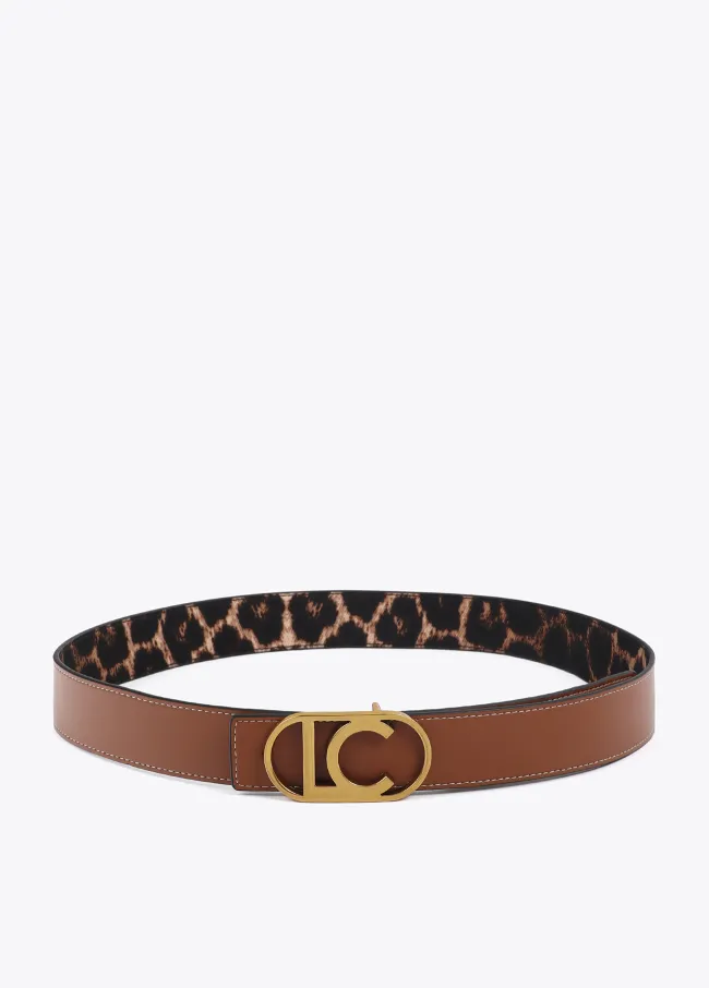 Cinturón reversible animal print hebilla logo...