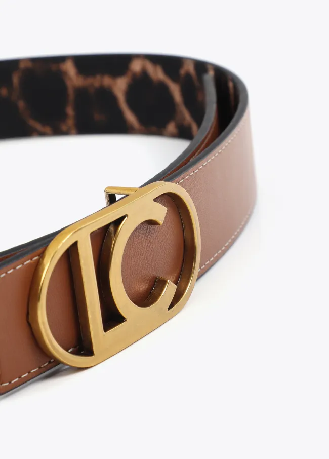 Cinturón reversible animal print hebilla logo...