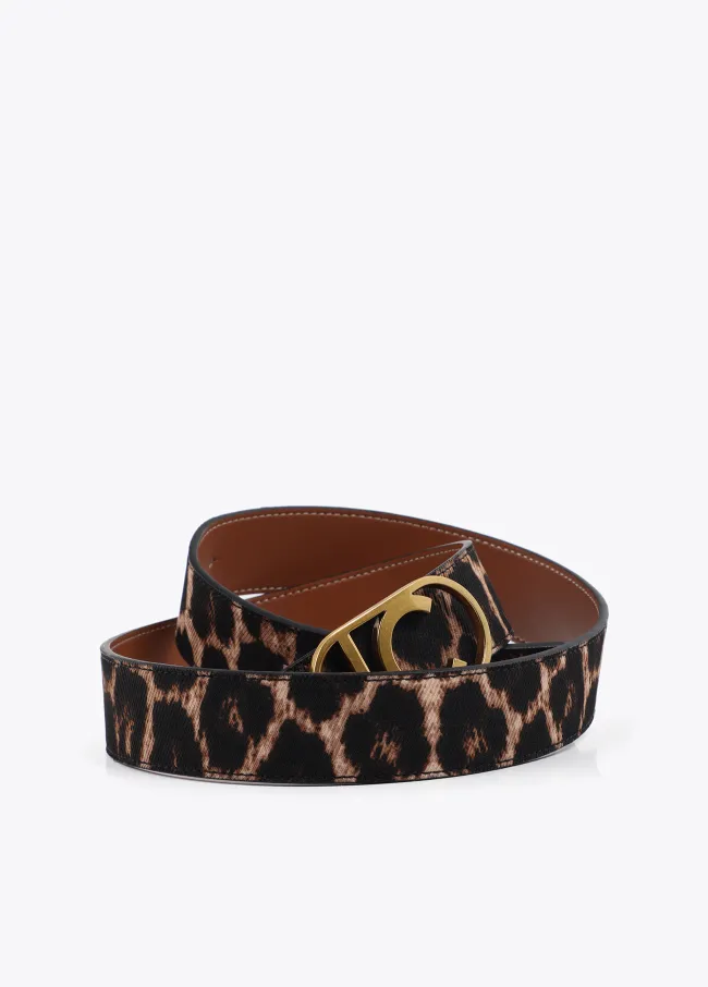 Cinturón reversible animal print hebilla logo...