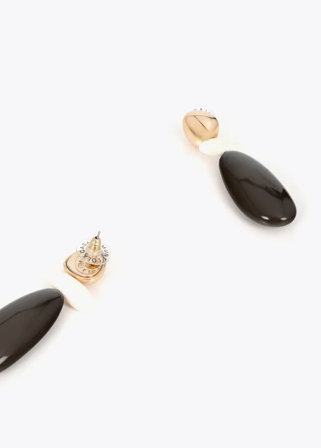 Contrast two-tone resin earrings