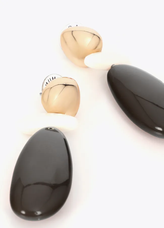 Contrast two-tone resin earrings