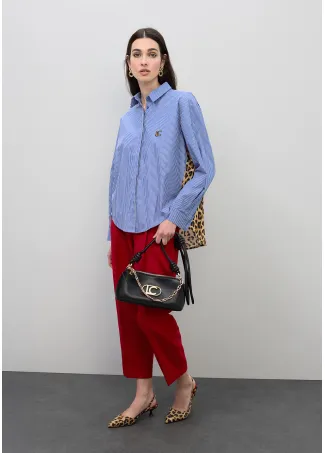 Camisa combinada rayas y estampado animal