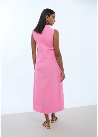 Sleeveless Poplin shirt dress with knot