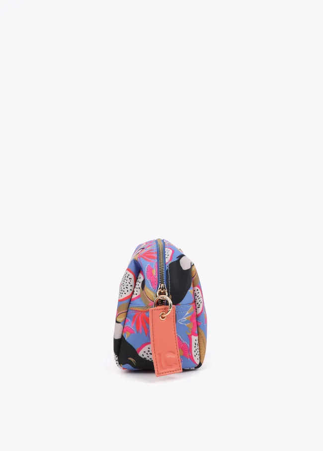 Multicoloured print nylon toiletry bag