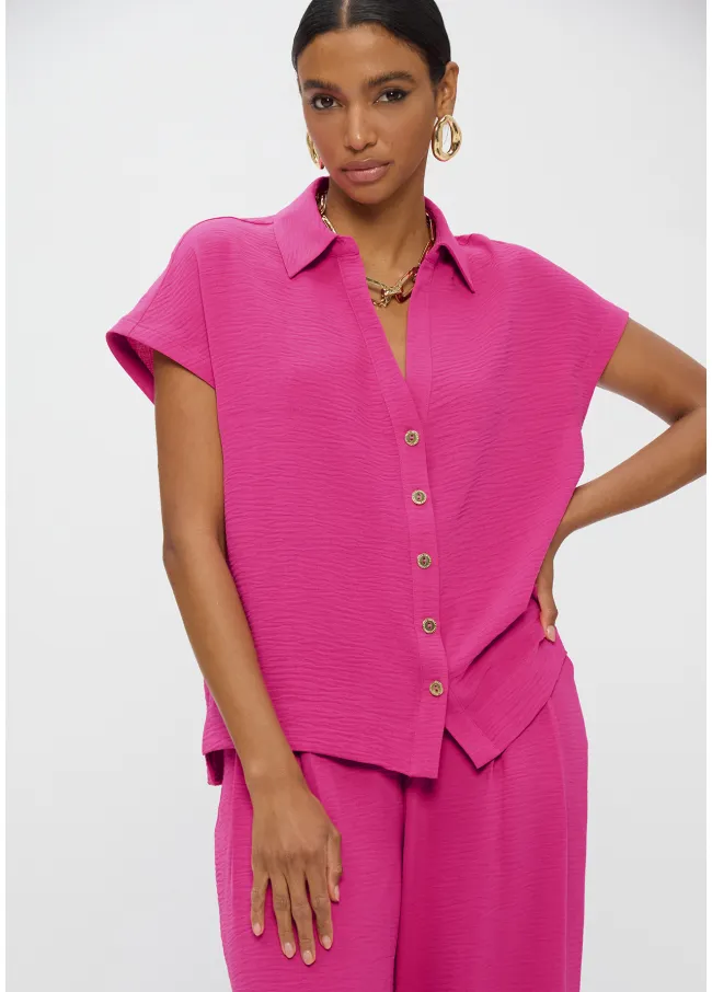 Camisa manga corta tejido crinkle