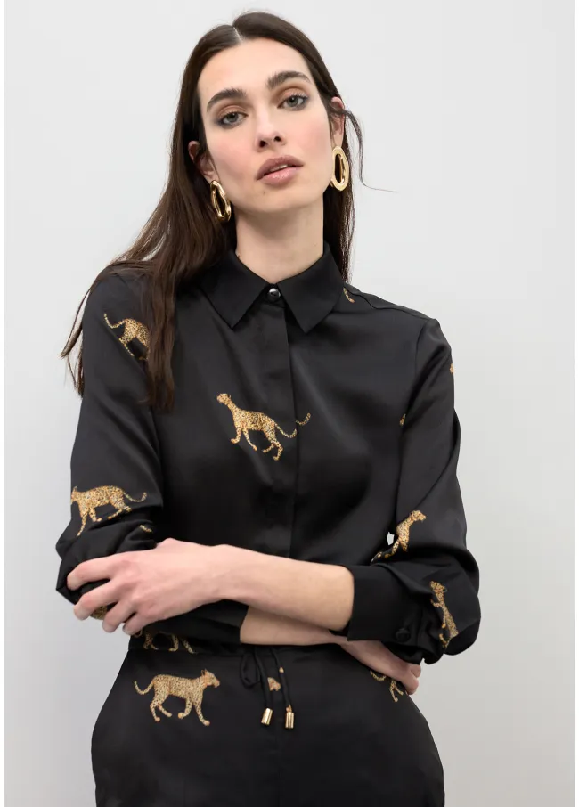 Leopard print satin shirt