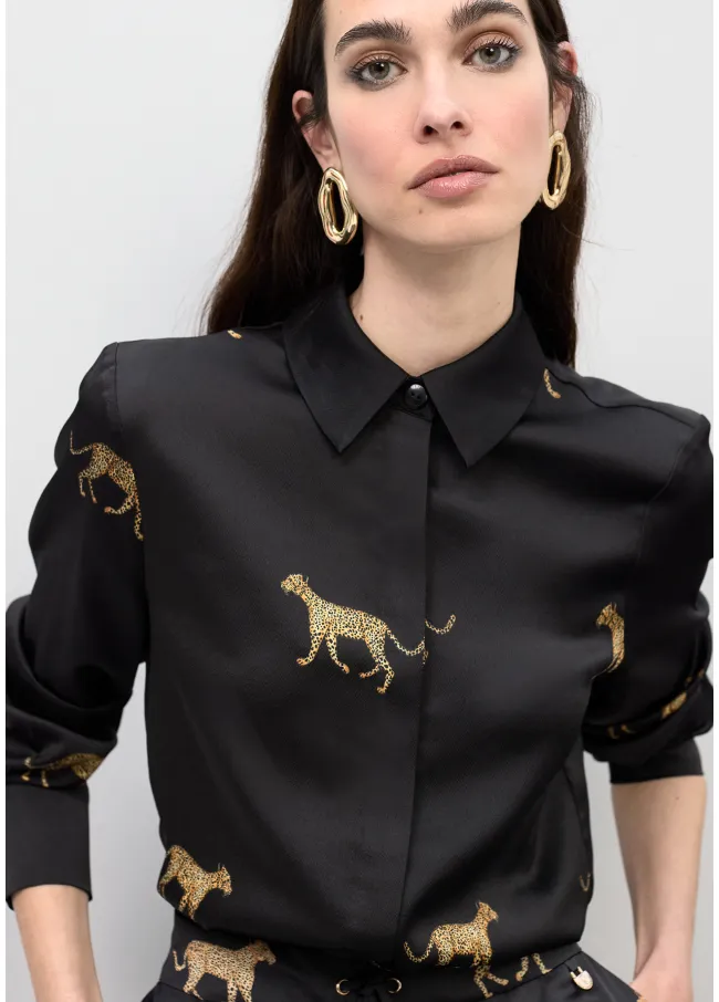 Leopard print satin shirt
