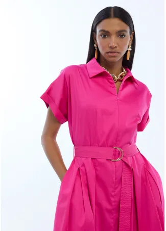 Vestido popelin color fucsia