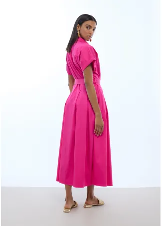 Vestido popelin color fucsia