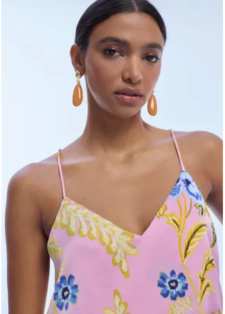 Printed satin camisole top