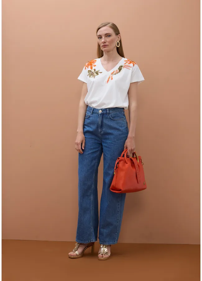 Toucan T-shirt with rhinestones