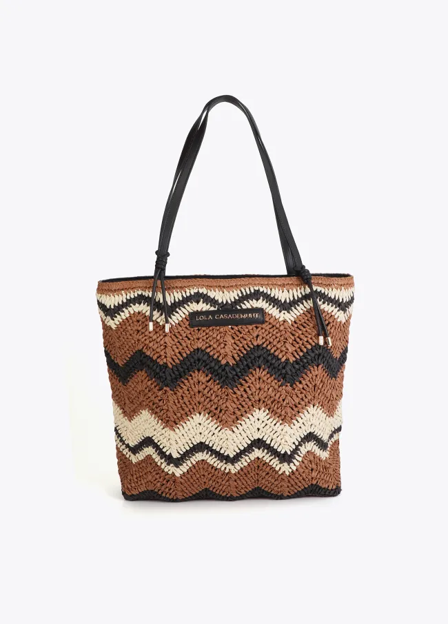 Bolso efecto rafia espiga bicolor