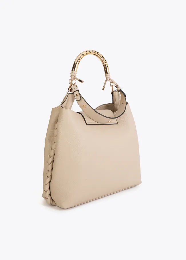 Cutwork tote bag with metal handle