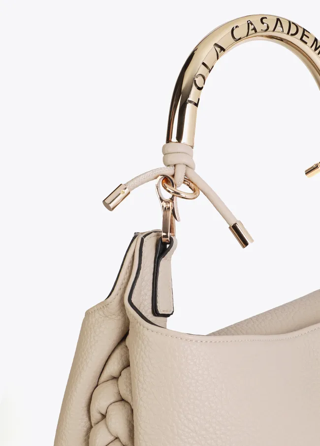 Cutwork tote bag with metal handle