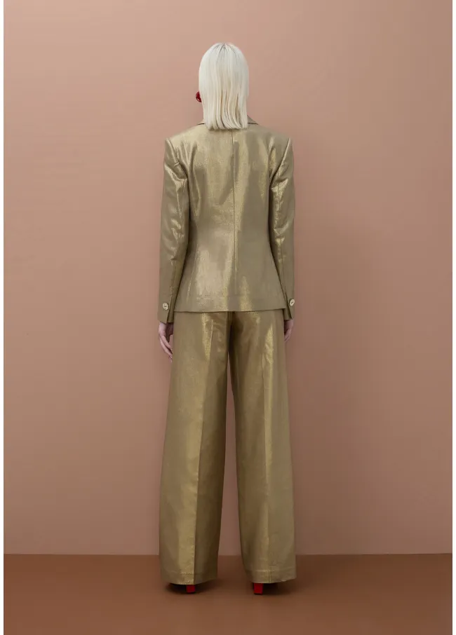 Pantalón de corte recto metalizado