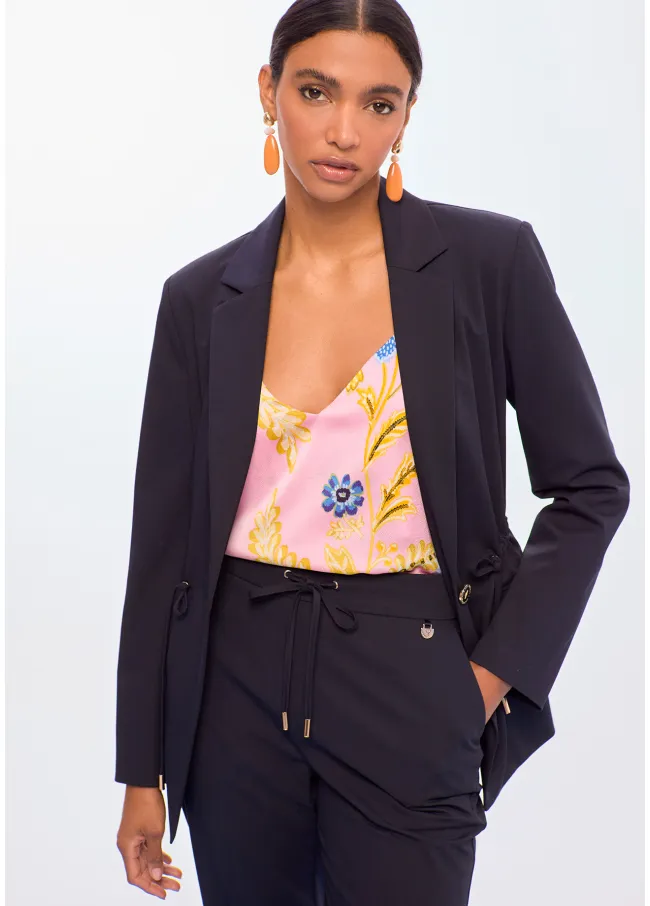 Straight fit blazer with adjustable belt