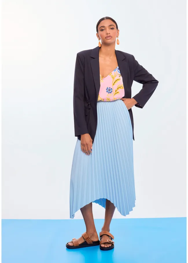 Straight fit blazer with adjustable belt