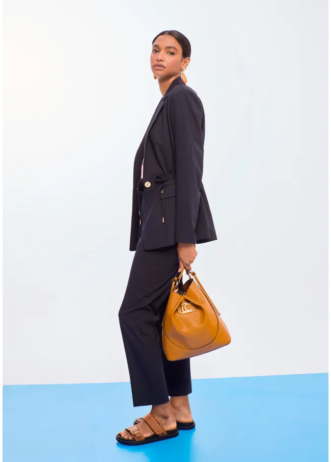 Straight fit blazer with adjustable belt