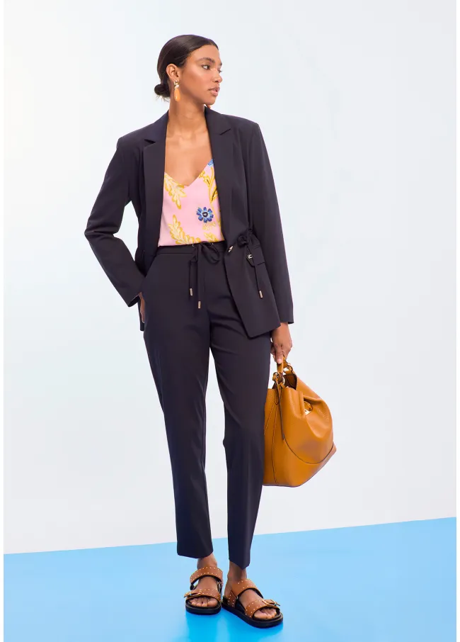Straight fit blazer with adjustable belt