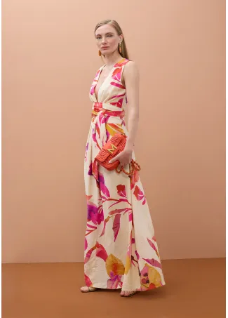 Vestido escote pico con estampado floral