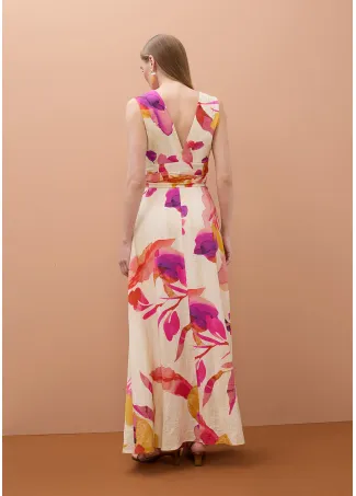 Floral print V-neck dress with adjustable belt