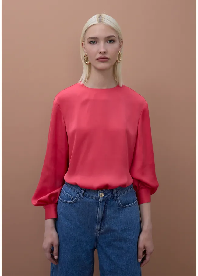 Satin blouse with fitted cuffs