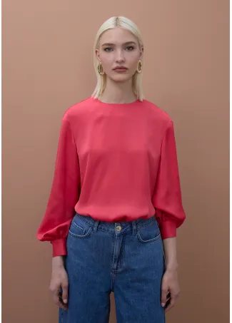 Satin blouse with fitted cuffs