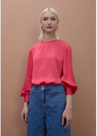 Satin blouse with fitted cuffs