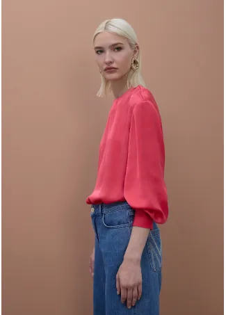 Satin blouse with fitted cuffs