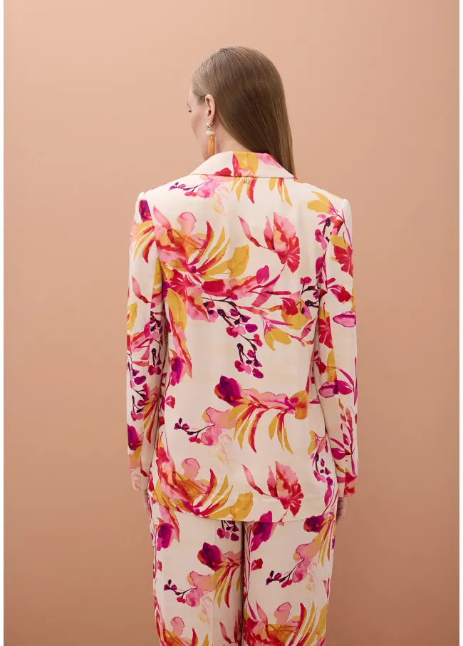 Printed flowing straight fit blazer