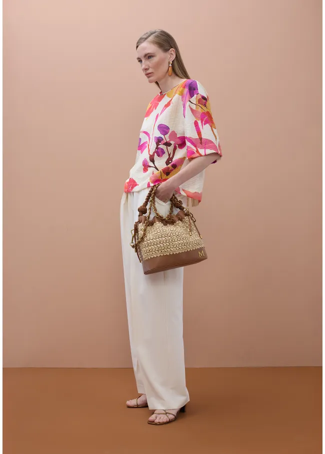 Floral print short sleeve blouse