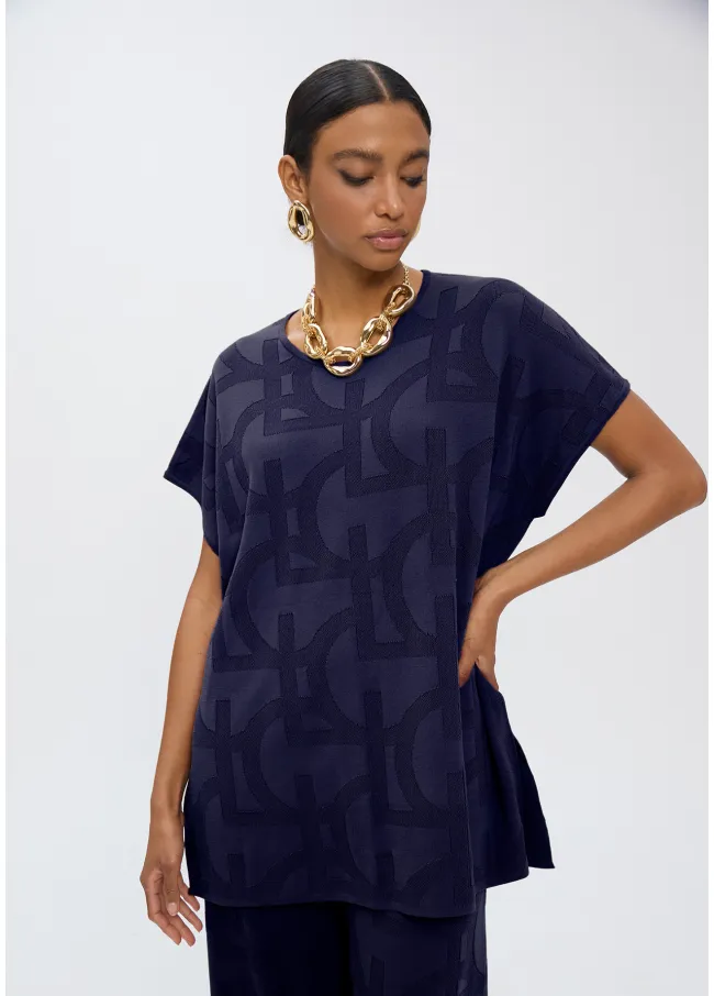 LC jacquard chunky knit T-shirt