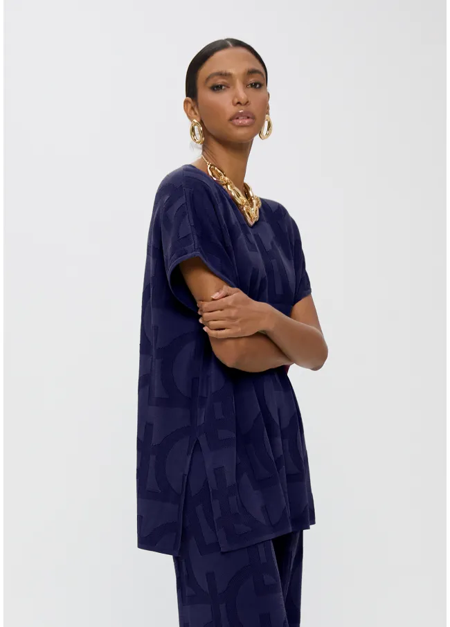 LC jacquard chunky knit T-shirt