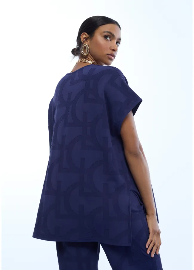 LC jacquard chunky knit T-shirt