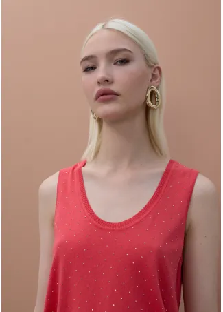 Strappy knit top with rhinestones