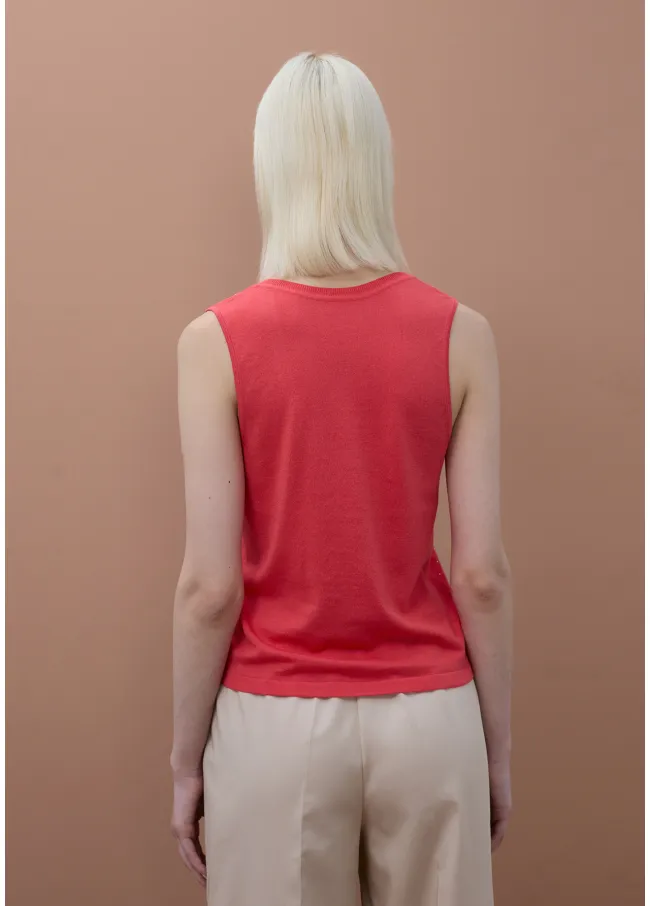 Strappy knit top with rhinestones