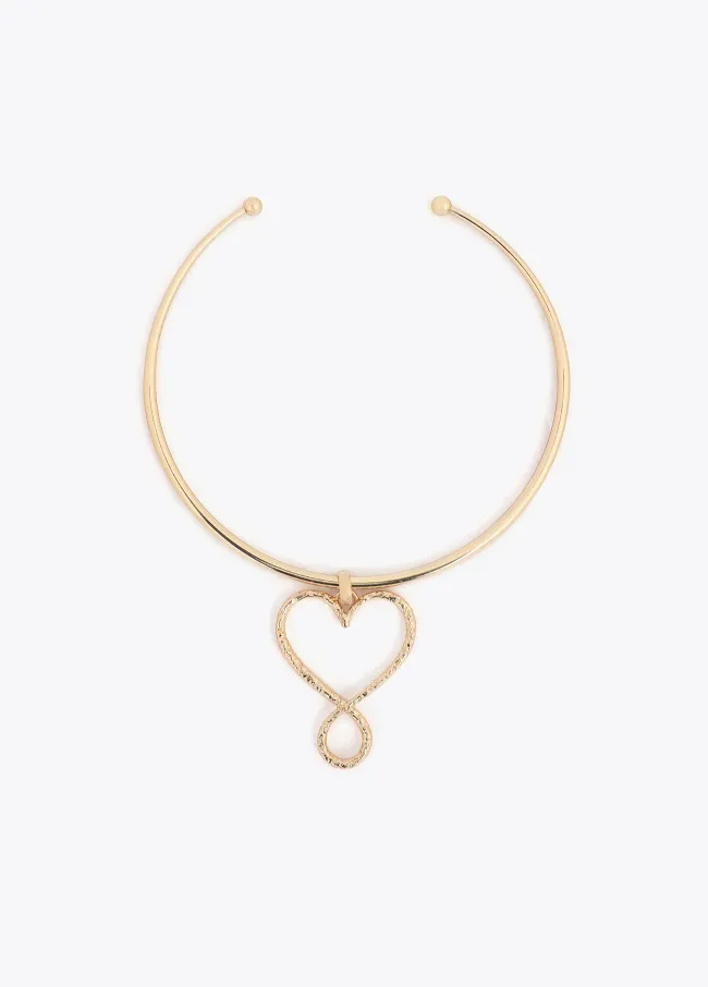 Hammered texture infinity heart choker