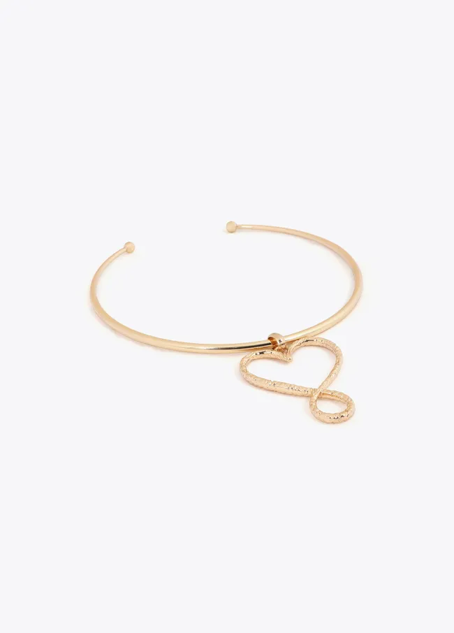 Hammered texture infinity heart choker