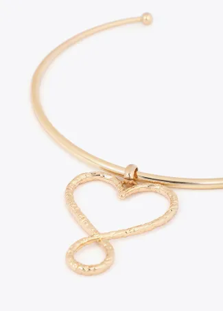 Hammered texture infinity heart choker