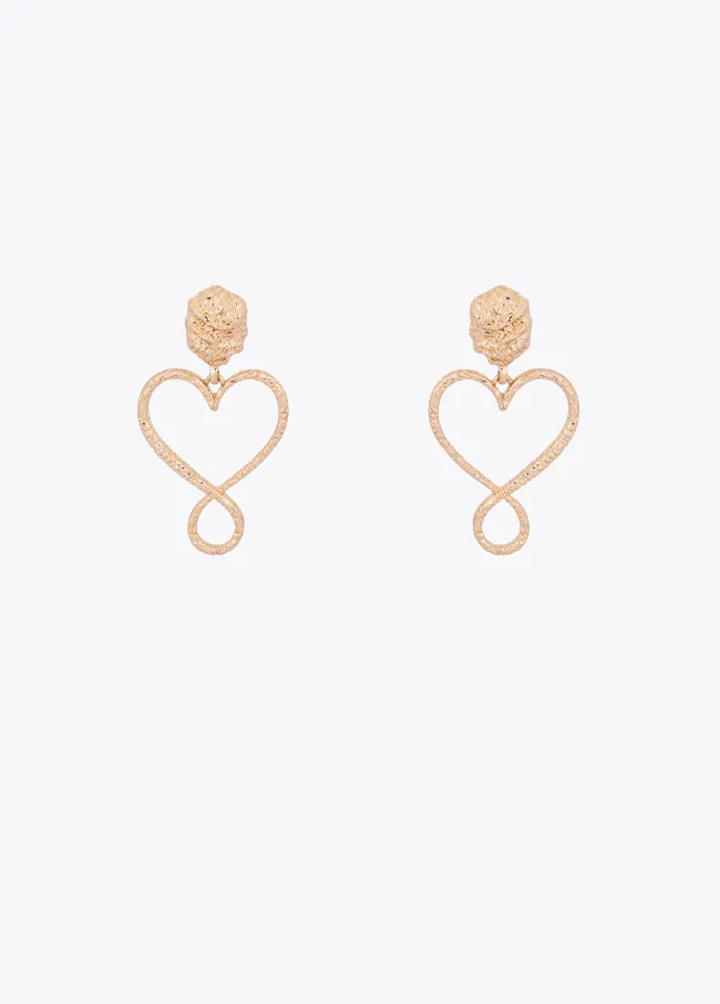 Hammered texture infinity heart earrings