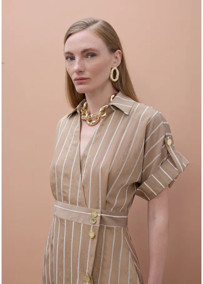 Striped short sleeved shirt dress