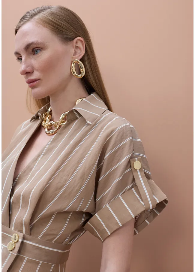 Vestido camisero manga corta rayas